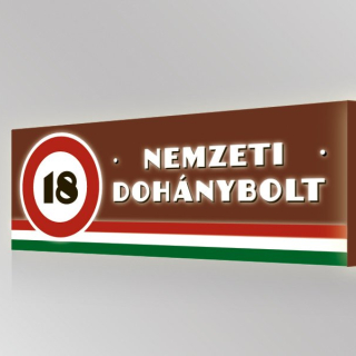 LED Nemzeti Dohánybolt reklámtábla