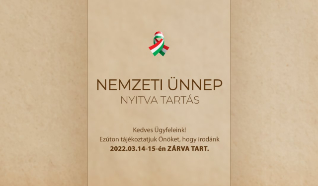 Márciusi ünnepi nyitva tartás