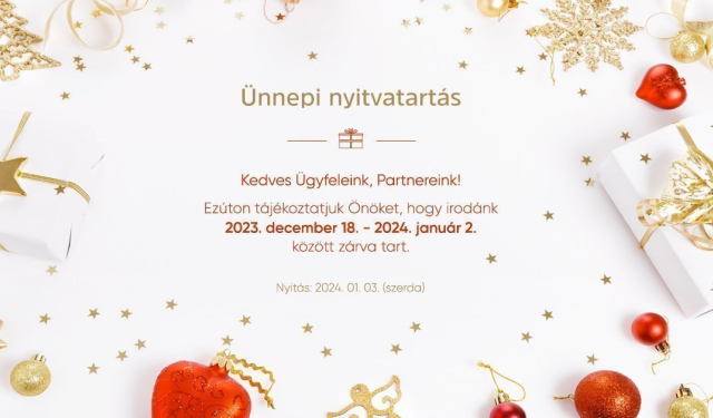 Ünnepi nyitvatartás 2023